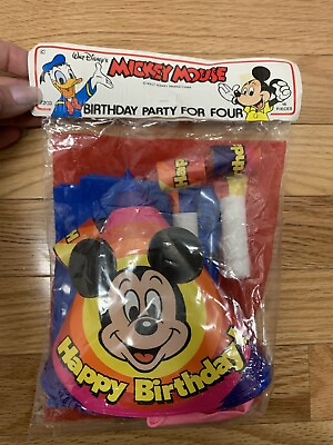 #ad Vintage Walt Disney Mickey Mouse Birthday Party For 4 $22.00