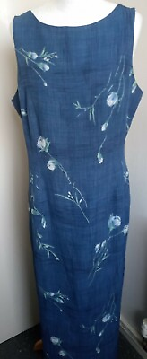 Grace Ashton Sleeveless Maxi Dress 18 Bust 42 Blue Flower Print Lined Holiday GBP 15.99