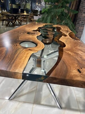 #ad Live Edge Table Dining Table Resin Coffee Table Living Room Table Home Decor $2339.00