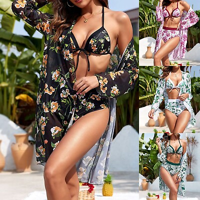 #ad Bikini Tops for Women Push up Two Piece Floral Quick Drying Summer Holiday Wear $19.00