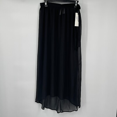 #ad Japna Womens Swim Cover Up Skirt Small Black Button Sheer New GOA Beachwear $13.99