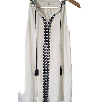 #ad BLUENOTES Women#x27;s Small Boho dress White blue embroidery Flowy Sleeveless Li… C $28.88