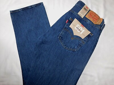 LEVIS 501 Original Fit Jeans Straight Leg Regular thru Thigh Dark Stonewash Blue $35.96