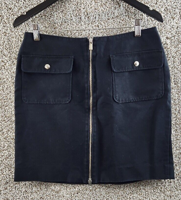 #ad Michael Michael Kors Black Mini Skirt Full Front Zip Pockets Women#x27;s Size 8 $18.99