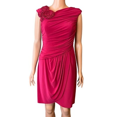 #ad Adrianna Papell Ruched Cocktail Evening Dress Size 8P $29.99