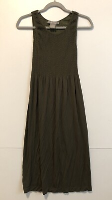 #ad Lark Grey Long Dress Women Petite Small Medium Olive Green Sleeveless Pullover $12.95