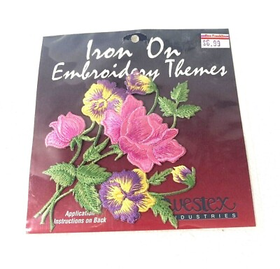 #ad Westex Iron On Embroidery Applique Flowers Floral 3.5” Bedazzle DIY Boho Artsy $6.99
