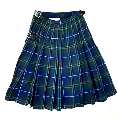 #ad Westaway amp; Westaway Womens Blue Green Wool Tartan Plaid Kilt Skirt Size 26 $21.99