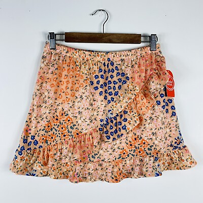 #ad #ad Wonder Nation Size XL 14 16 Girls Floral Faux Wrap Skirt Orange $15.29