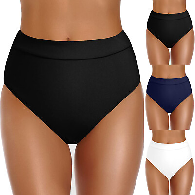 #ad Women High Waisted Bikini Bottoms High Cut Swim Womens Swim Pants plus Size $9.02