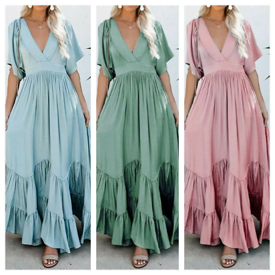 #ad Women Long Dress Boho New Maxi Dress for Summer Dresses Flowy Fashion Chic $32.39