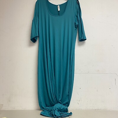 #ad 24 7 Comfort Apparel Casual Maxi Dress 3 4 Sleeve Size 1X Color Dark Turquoise $19.55