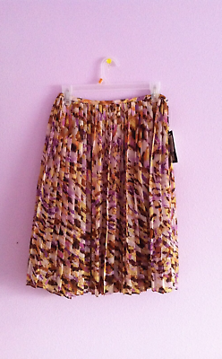 #ad Jones New York Skirt 14 NEW Pleated Lined Side Zip Montauk Plume Multi $19.99