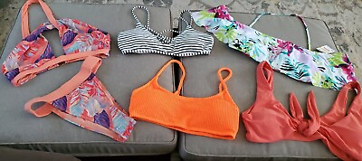 #ad Swimwear Lot of 6 Small Bikini Bathing Suit Tops Bottom Mix amp; Match Junior Women $10.08