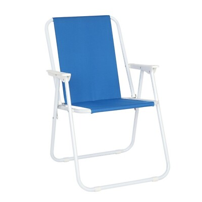 #ad Oxford Cloth Iron Outdoor Beach Chair Blue $23.12