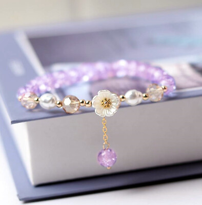 #ad #ad Fashion Crystal Beaded Daisy Flower Lucky Bracelet Elastic Bangle Women Gift Hot C $1.98