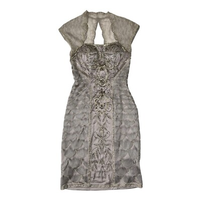 #ad Sue Wong l Beaded Silver Cocktail Dress Size 0 $45.00