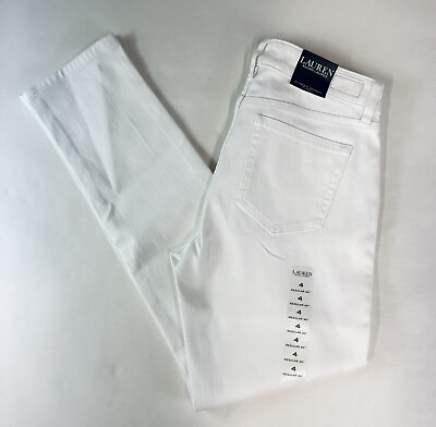 #ad NWT Lauren Ralph Lauren Classic Skinny Curvy Women#x27;s White Jeans Sz.4 Length 30” $34.00