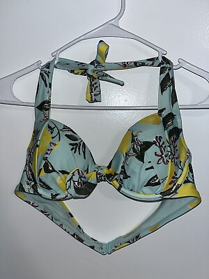 #ad Womens Adore Me Lemon Pattern Two Piece Bikini Swimsuit High Waisted Medium 36B $10.00