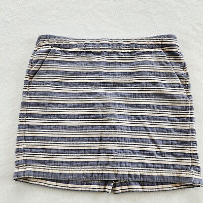 #ad Tommy Hilfiger Women Skirt Size 12 Blue Striped Linen Cotton Classic Preppy Mini $8.99