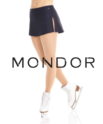 MONDOR Black Shiny Nylon Flat Figure Skating Skirt Multiple Sizes NEW $39.98
