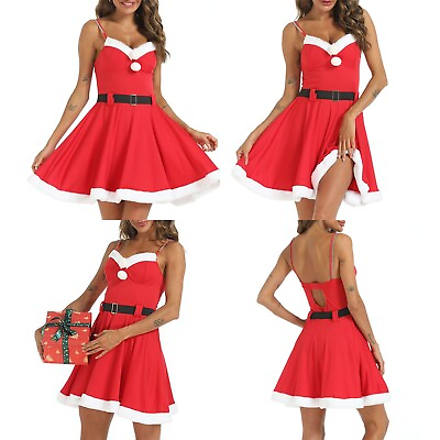 #ad Womens Slip Dress Christmas A Line Dress Double Straps Dancewear Party Dress Up $5.57