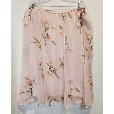 #ad Dress Barn Floral Pastel Chiffon Lined Pullon Skirt Plus Size Women#x27;s Size 24W $15.00