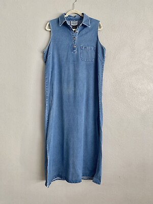 #ad #ad Vintage Denim Collared Maxi Dress Size Large $33.00