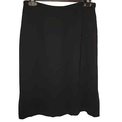 #ad Ann Taylor Black Skirt Size 6 A Line Side Zip with Side Slits Fully Lined Work $17.00