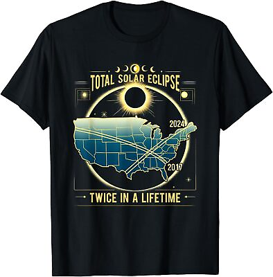 #ad Total Solar Eclipse Twice in a Lifetime 2024 Tee Gift T Shirt S 3XL $18.49