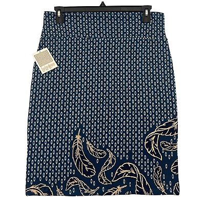 #ad LuLaRoe Cassie Skirt Womens Size XL Blue Embroidered Stretch Flex Waistband NEW $25.00