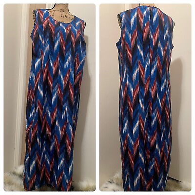 #ad Roamans Maxi Dress 14W Multicolor Striped Long Sleeveless $22.00