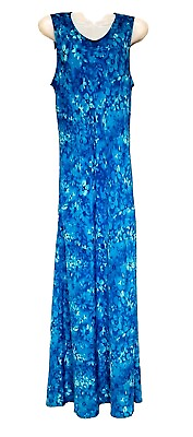 #ad VTG 90#x27;s My Michelle Women#x27;s Turquoise Chiffon Maxi Dress Sheer Floral Print 5 6 $28.22