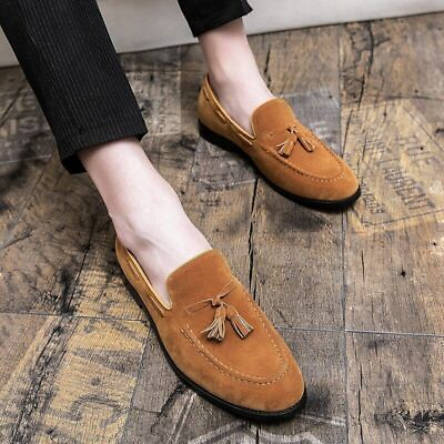 #ad Suede Green Tassel Men#x27;s Loafers Dress Shoes Party Men Shoes $67.28