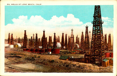 Oil Wells at Long Beach California Unposted Postcard $4.45