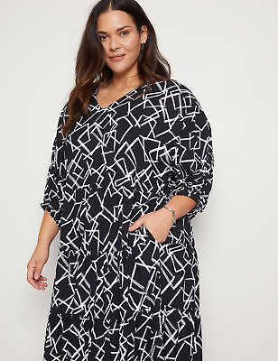 #ad Plus Size Womens Dress V Neck 3 4 Sleeve Tiered Maxi Woven Dress $34.30