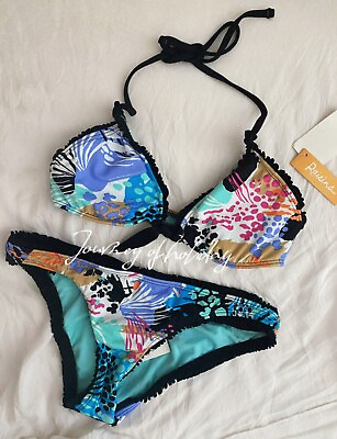 #ad Women Swimming Suits Two Piece Bikini Set for Women Colorful Blue Size M $15.99
