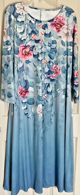 #ad Women#x27;s Long Sleeve Boho Floral Dress Ankle length XL XXL $25.00
