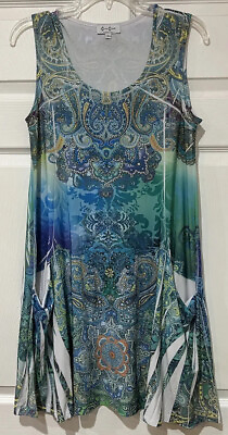Cover Charge Sz S Womens Soft Beaded Accent w Pockets Beach Cover Up Dress $12.00