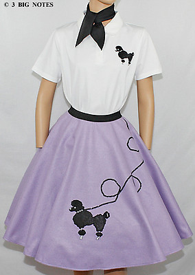 #ad 7 PC LAVENDER 50#x27;s POODLE SKIRT OUTFIT ADULT Size SMALL Length 25quot; $102.95
