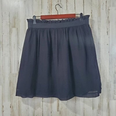 #ad Hamp;M Womens Skirt 14 Black Sheer Lined Career Elastic Waist N1 $9.95