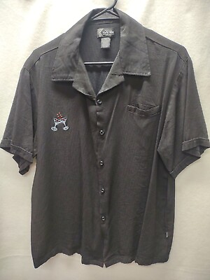 #ad Kustom Cocktail Men#x27;s Medium Shirt Shiny Soft Fabric Embroidered Made in USA $15.99
