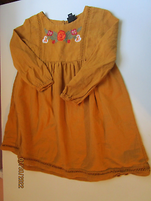 Art Class Brand Girls Dress Sz 4T 4 Toddler Linen amp; Cotton Length 21.5 in Gold $8.46