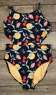 #ad Old Navy Bathing Suit Girls Size Large 10 12 One Piece Mixed Fruit Swimwear Pool $6.00