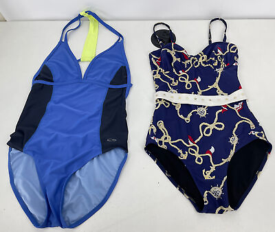 #ad Champion Women#x27;s Bikini one piece Swimsuit Size 8 10 blue Lot of Two $35.00
