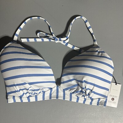 #ad Shade amp; Shore Bikini Top Womens Stretch Blue Striped $16.99