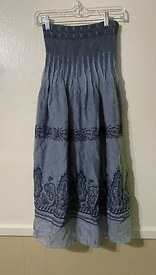 #ad Anthropologie Lapis Womens Tube Boho Dress Blue Stretch Strapless One Size $21.84