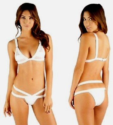 #ad White Bikini Mesh amp; Spandex XS P B Cup size $16.99