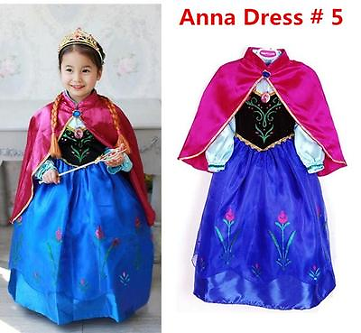 Princess Anna Elsa Queen Girls Cosplay Costume Party Formal Dress Anna #5 $16.98