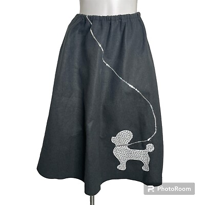 #ad Forum Novelties Poodle Skirt Black Silver O S Sequins Halloween Costume Felt $12.98